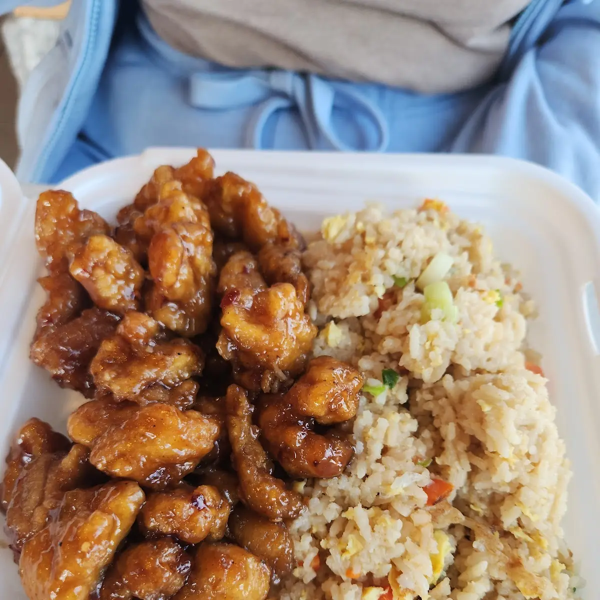 Orange Chicken Broccoli Beef and Rice