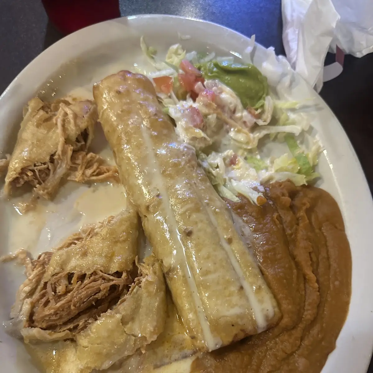 Burrito Chile Relleno and Refried Beans