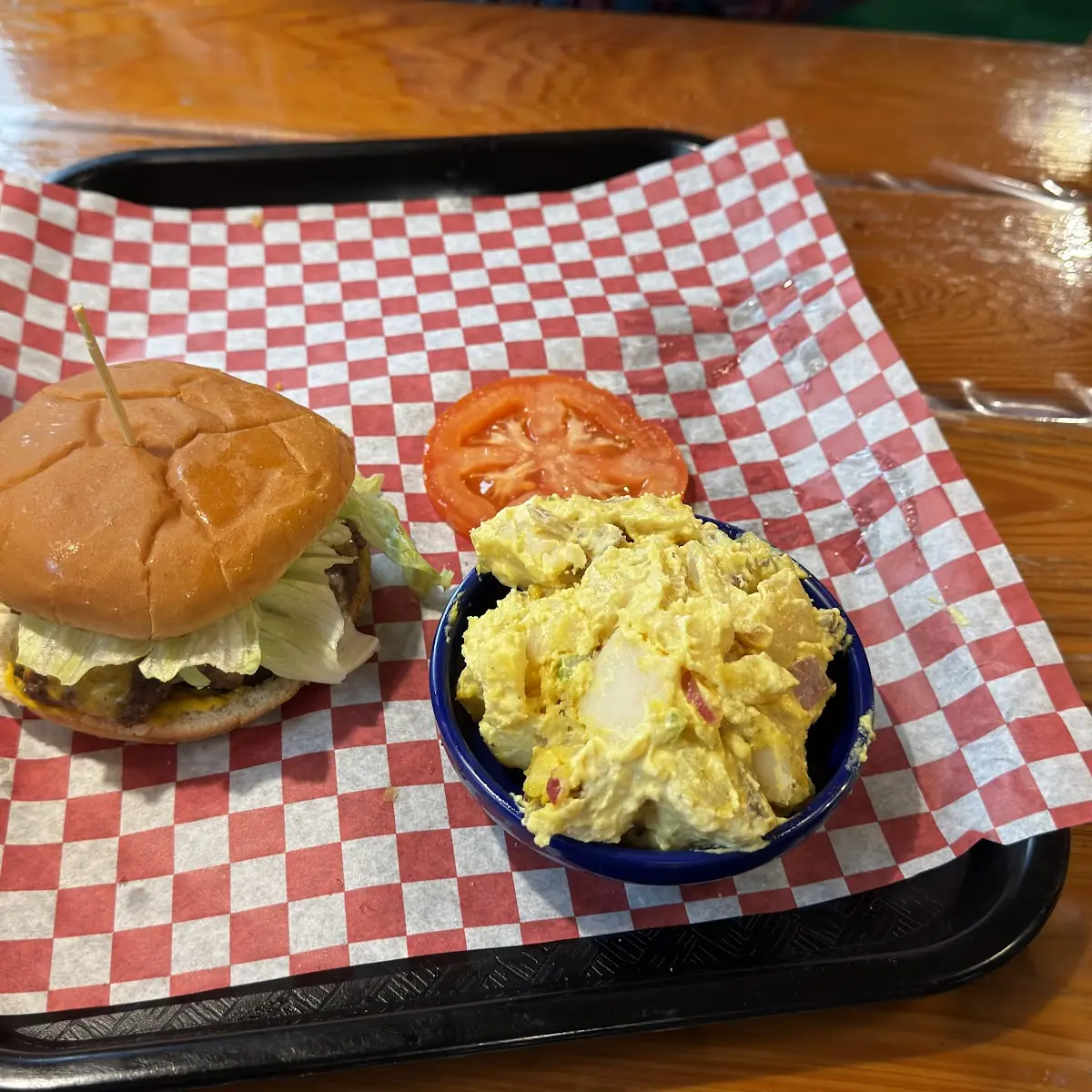 Burger with Potato Salad