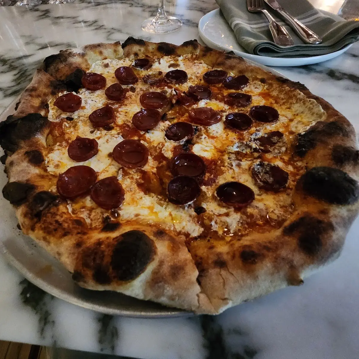 Wax Pepper Hugarian Pepperoni Pizza