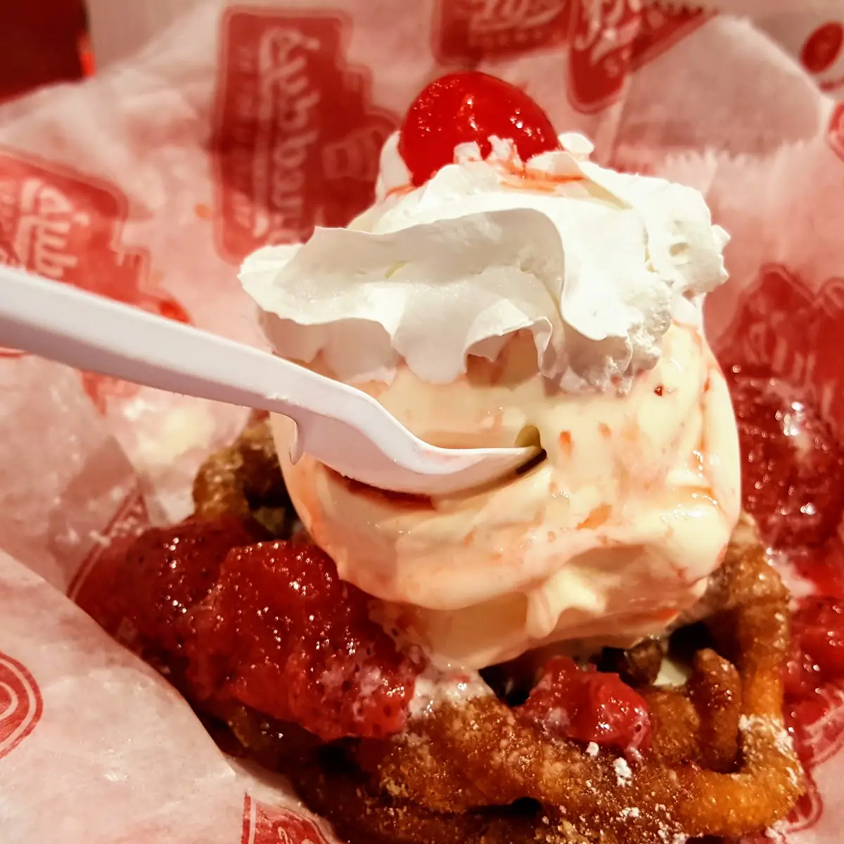 Strawberry Sundae Funnel Cake