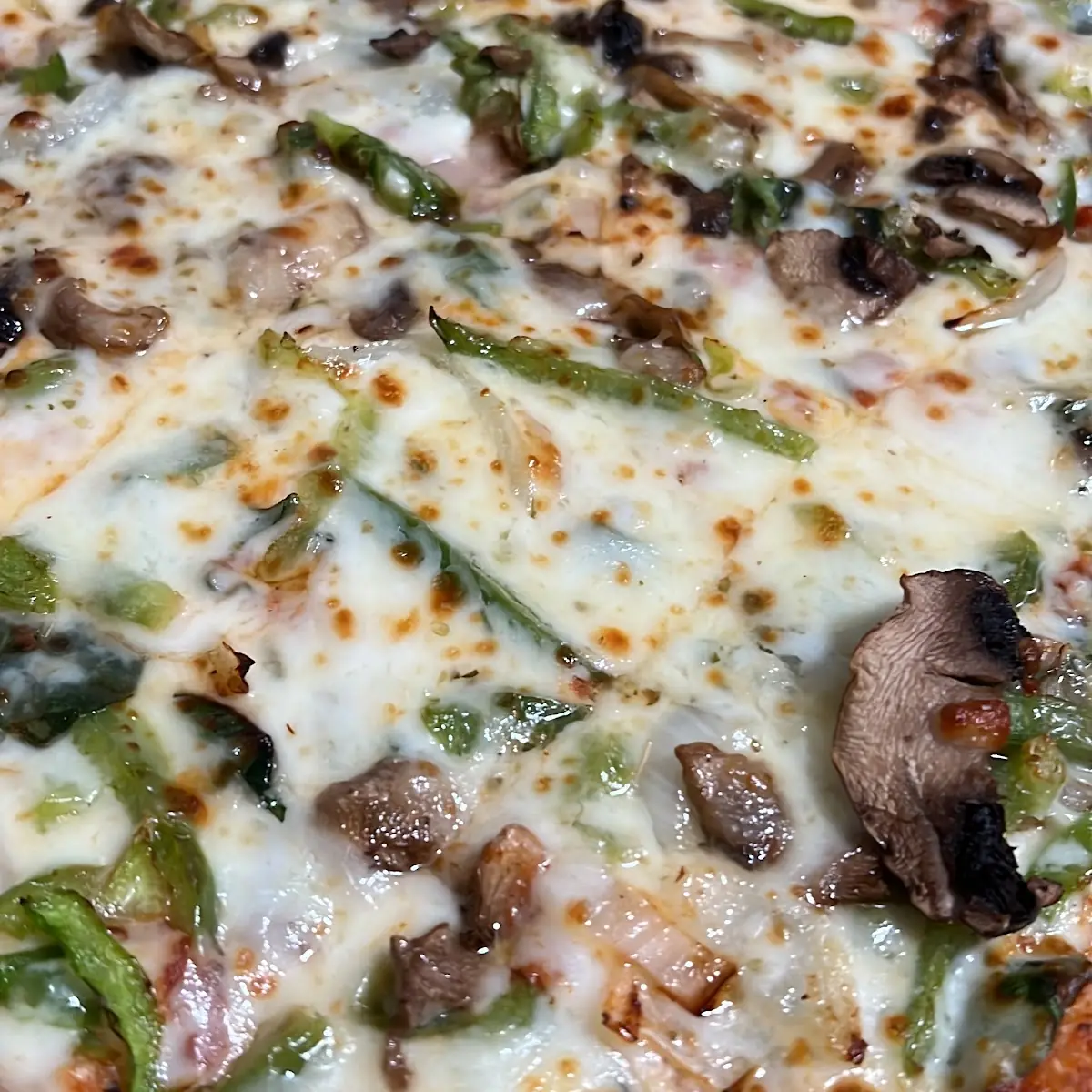 Thin Crust Spinach Mushroom Peppers Onions Parmesan Cheese Pizza
