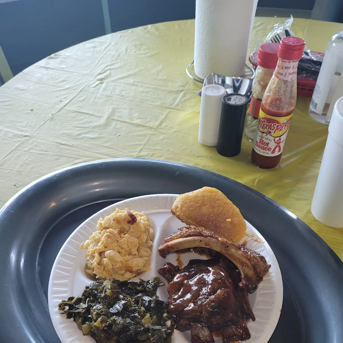 Ribs Mac & Cheese and Collard Greens