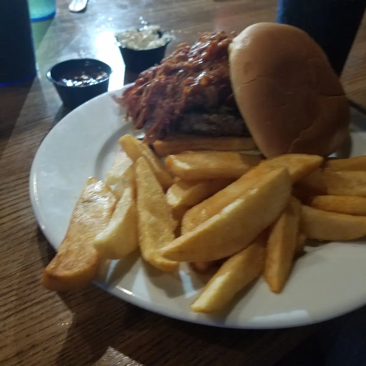 Hamburger Topped with Pulled Pork Sandwich Platter