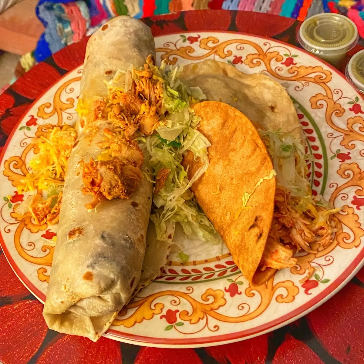 Shredded Chicken Taco & Colorado Burrito