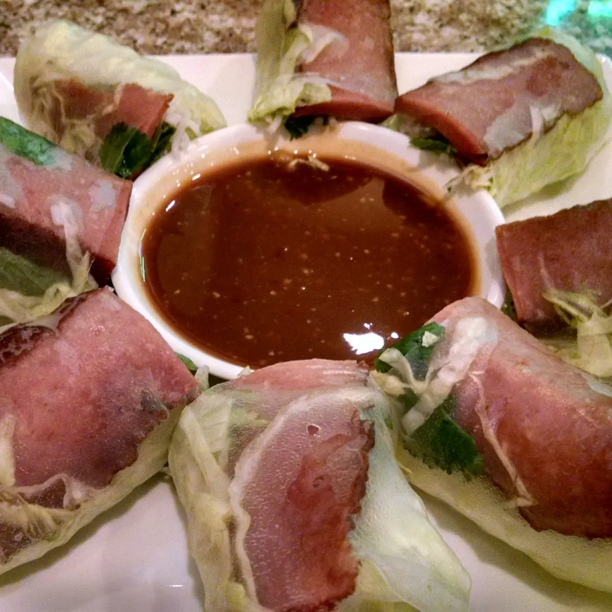 Pork Spring Rolls with Peanut Sauce