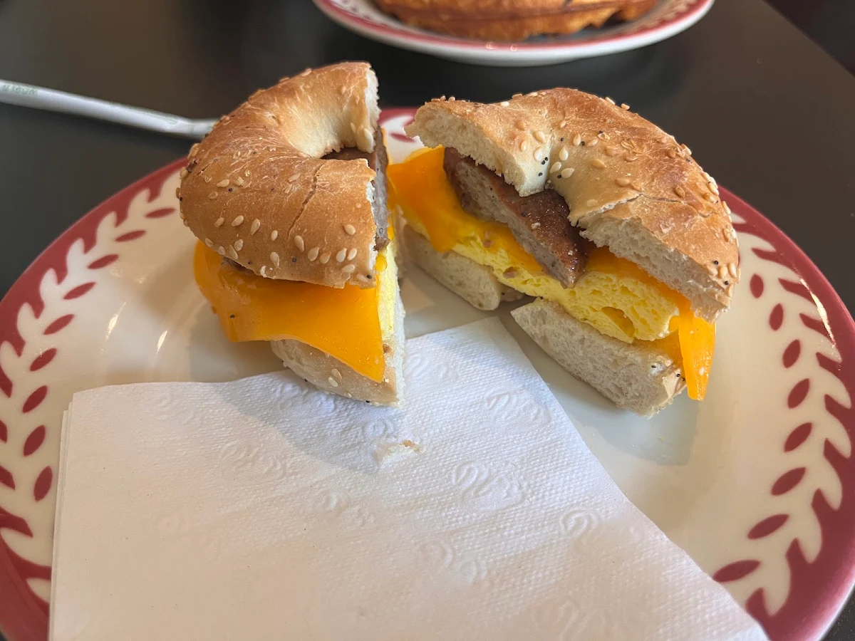 Sausage Egg and Cheese Everything Bagel