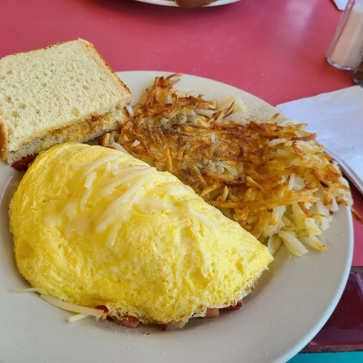 Ham & Cheese Omelette with Hash Browns
