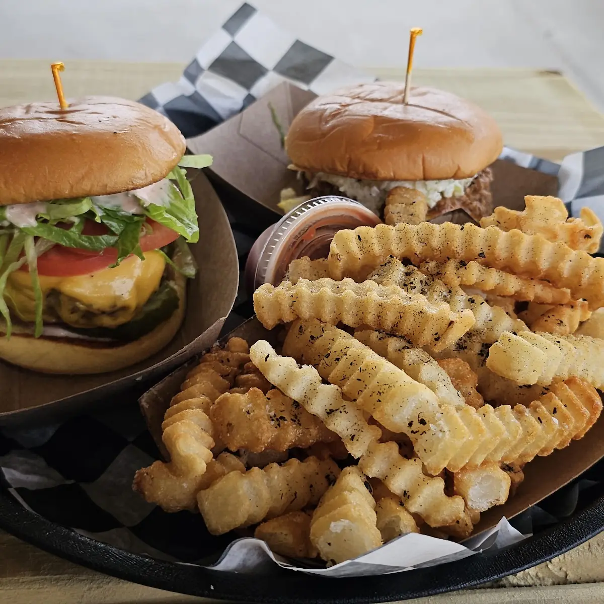 Chilli Cheese Burger and Fries