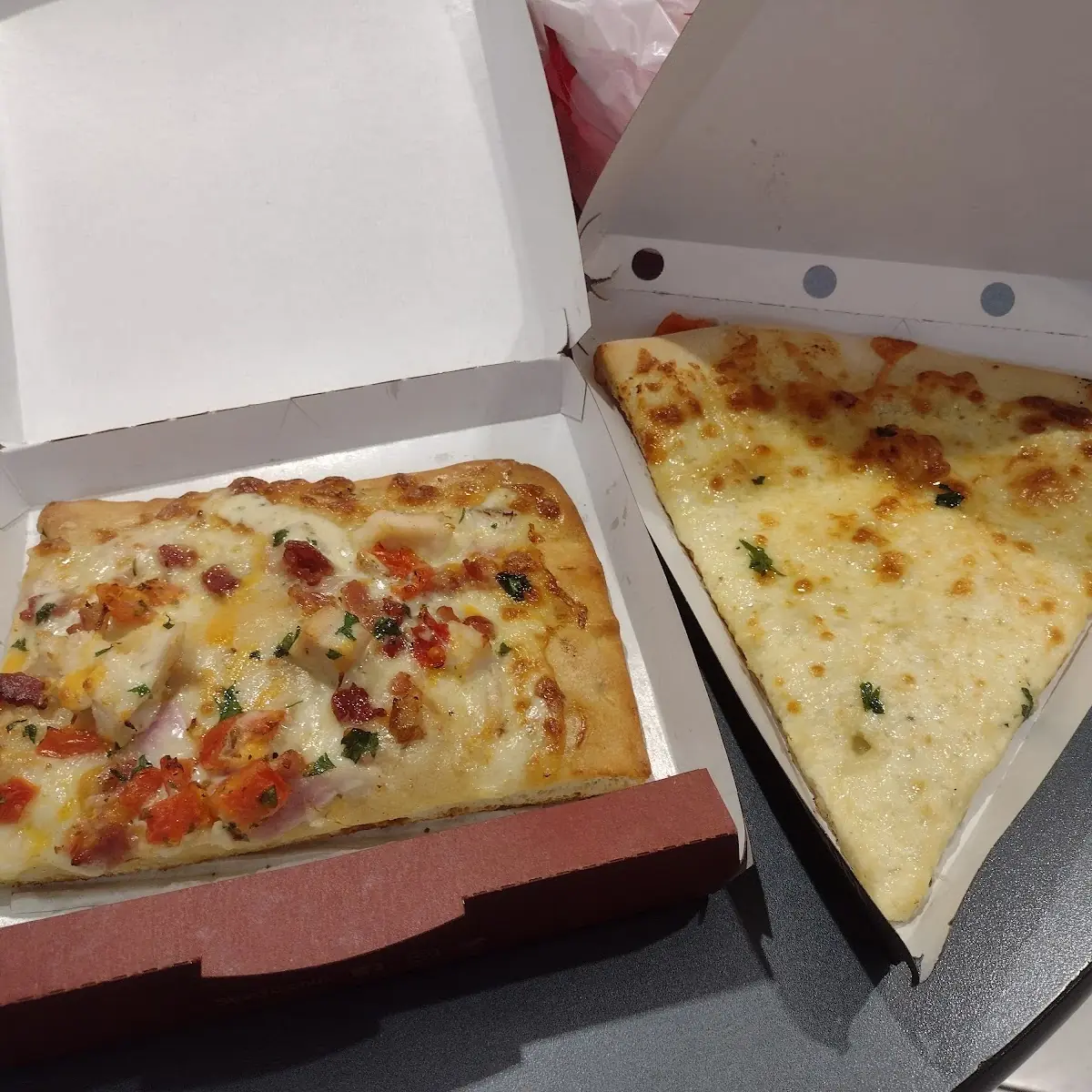 Chicken Bacon Ranch Pizza Square and Four Cheese Pizza