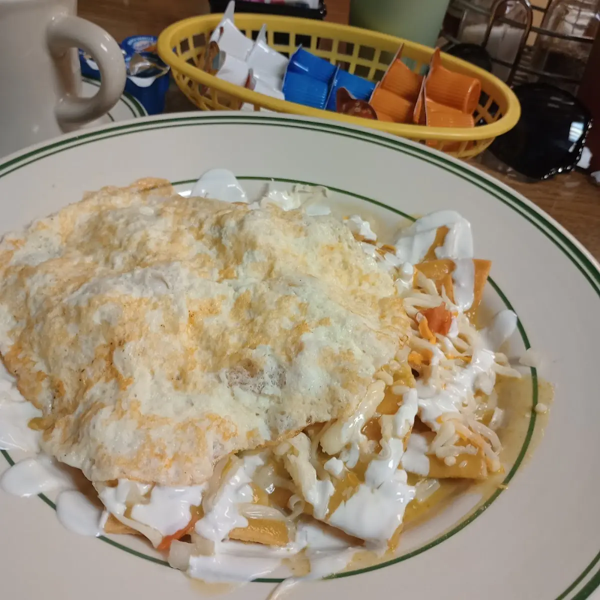 Chilaquiles Verdes-Egg Whites on Top