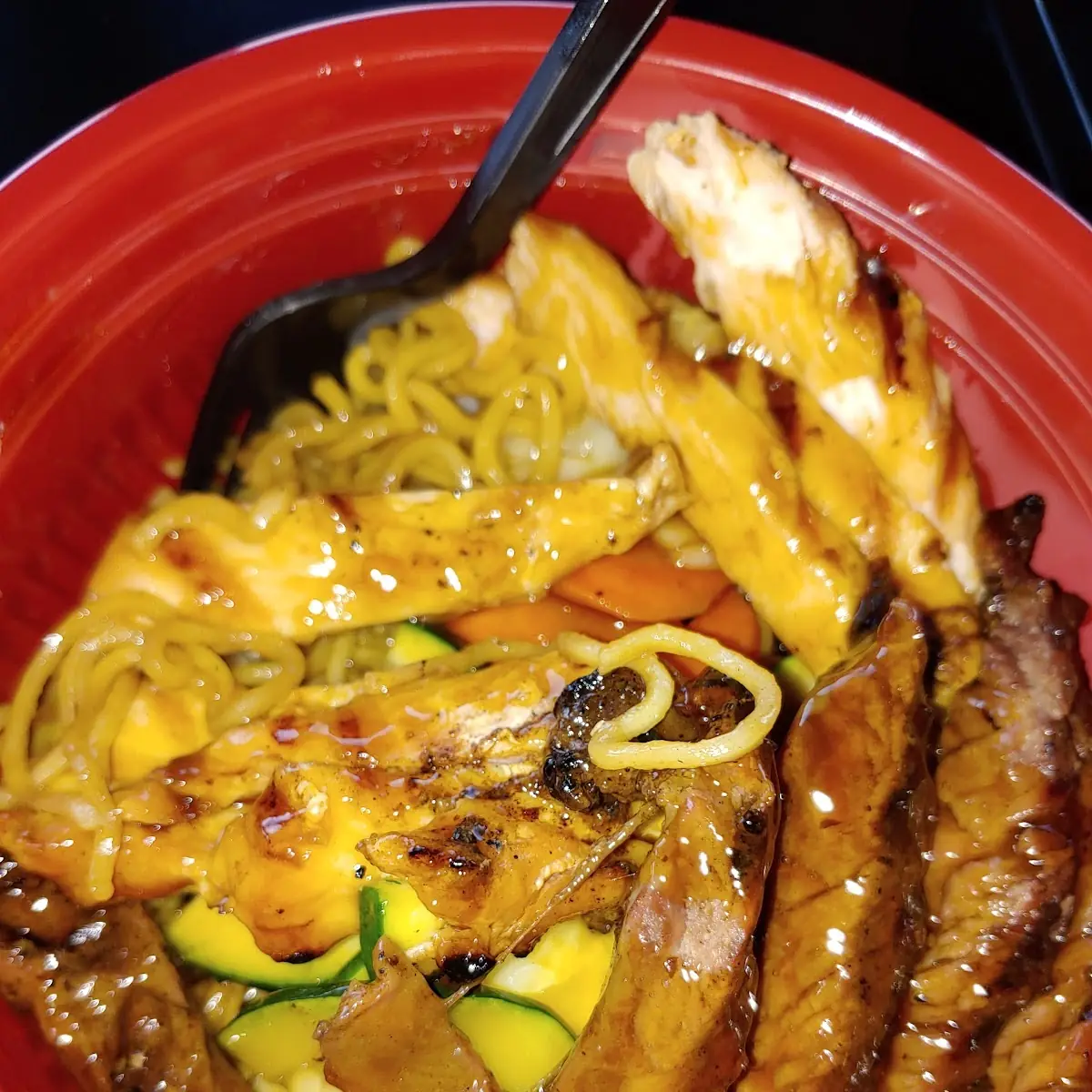 Chicken and Steak Yaki Soba Bowl
