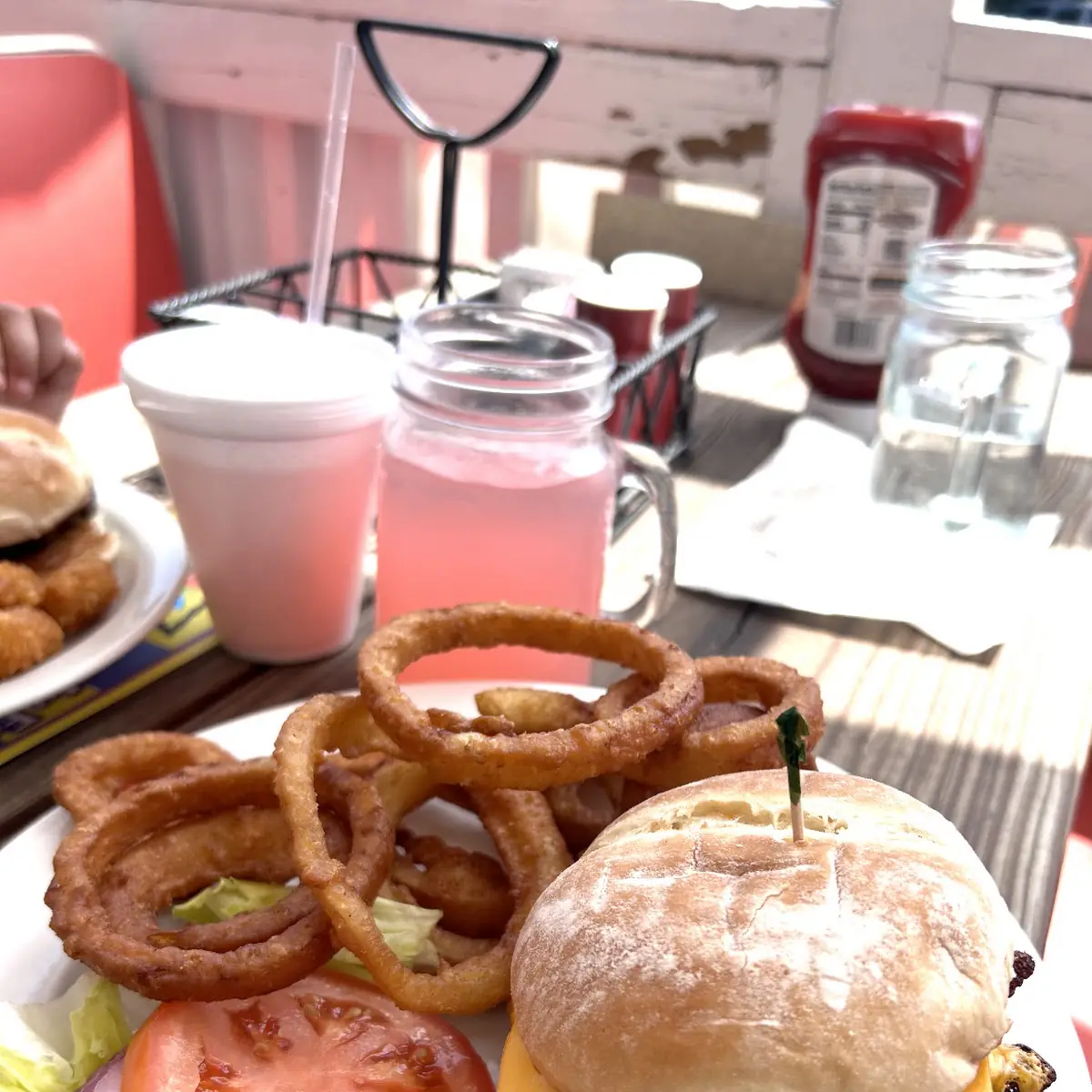 Bacon Cheese Burger with Onion Rings