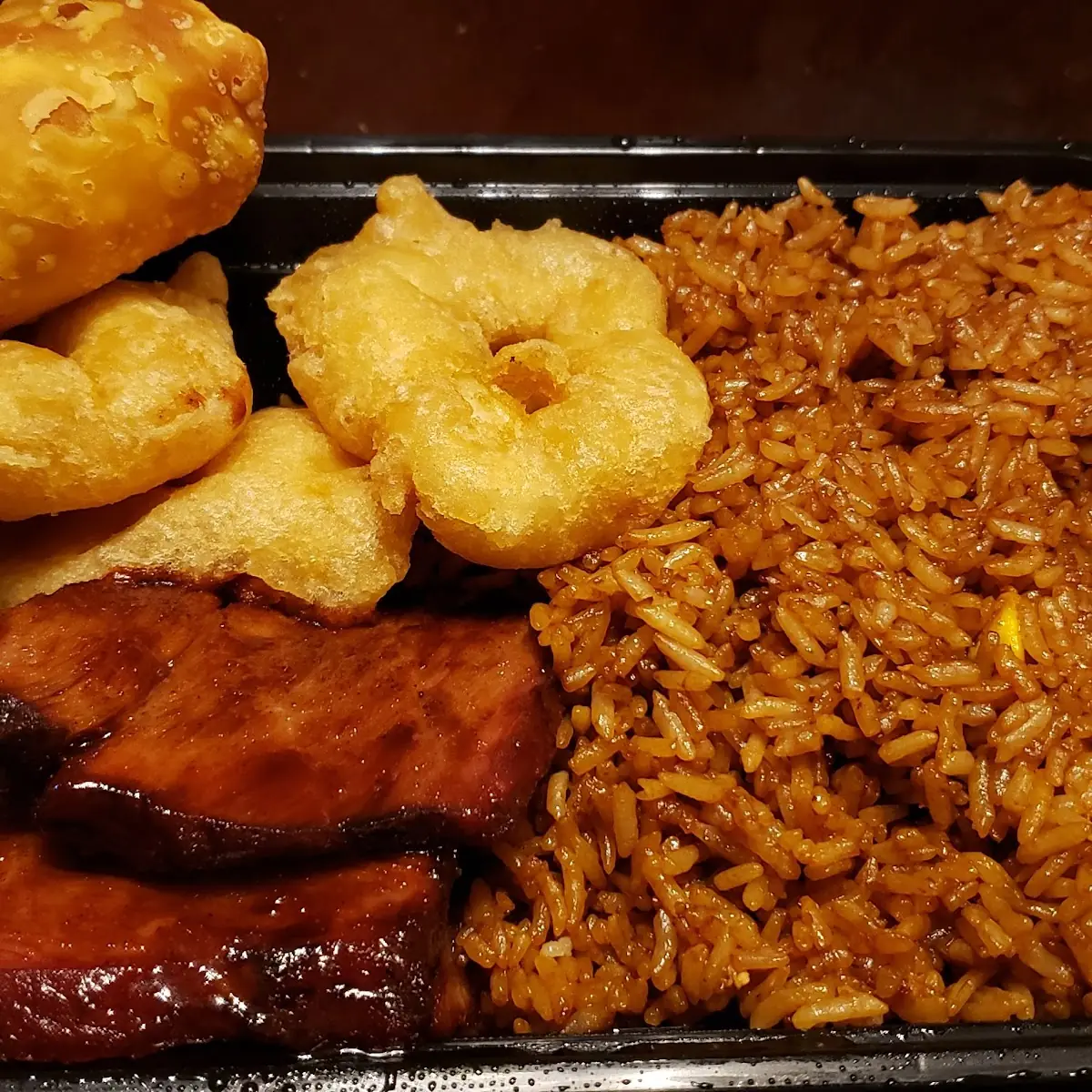 1 B B Q Pork and Fried Shrimp