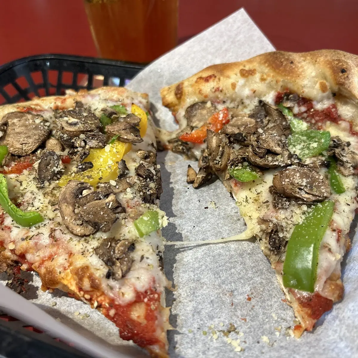 Pizza Slice with Mushroom and Bell Pepper