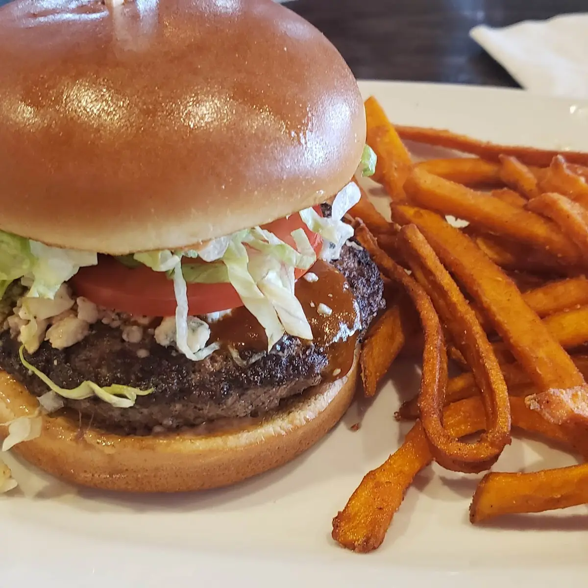 Veggie Burger and Sweet Potato Fries