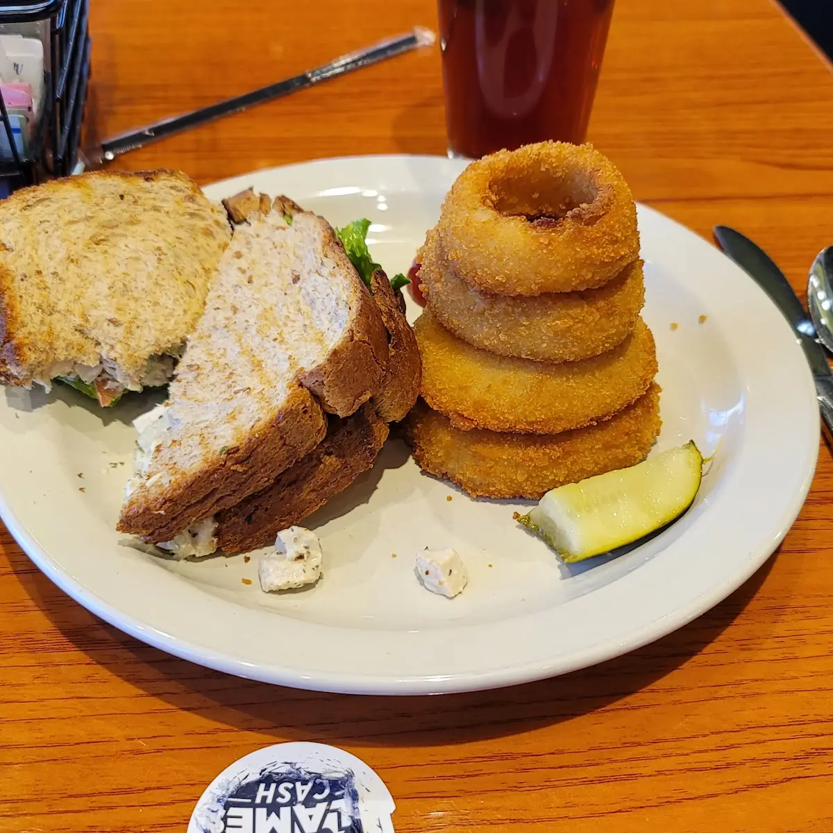 Chicken Salad Sandwich with Onion Rings