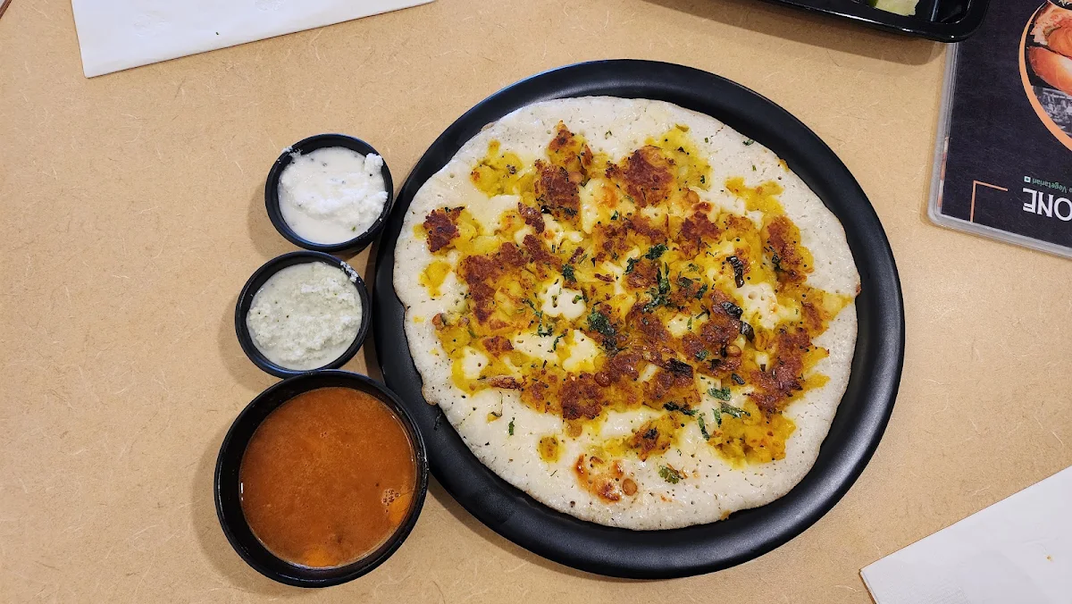 Cheese Chilli Garlic Uthappam, Bombay Zone Street Food and Sweets Whitby (Pure Vegetarian)
