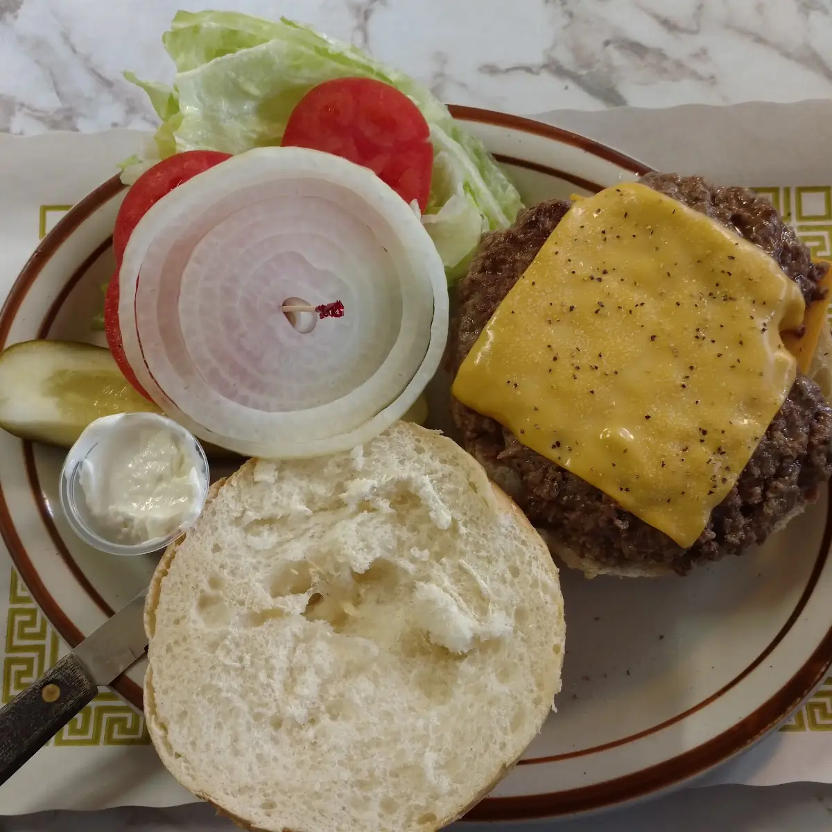 California Cheeseburger on a Hard Roll
