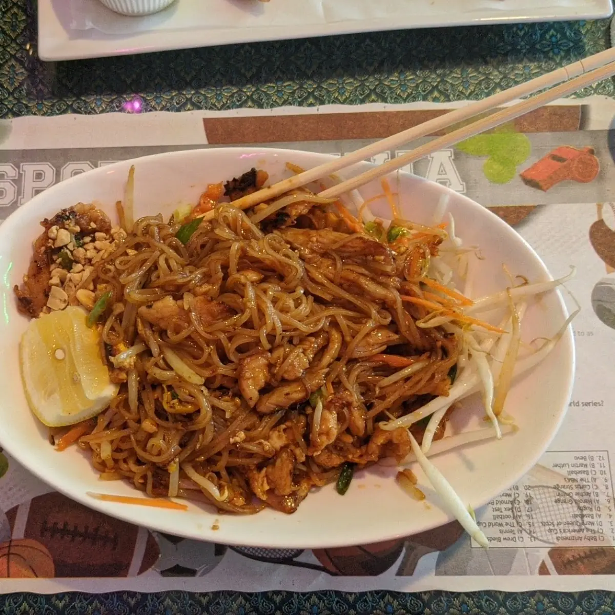 Chicken Pad Thai and Crab Rangoon