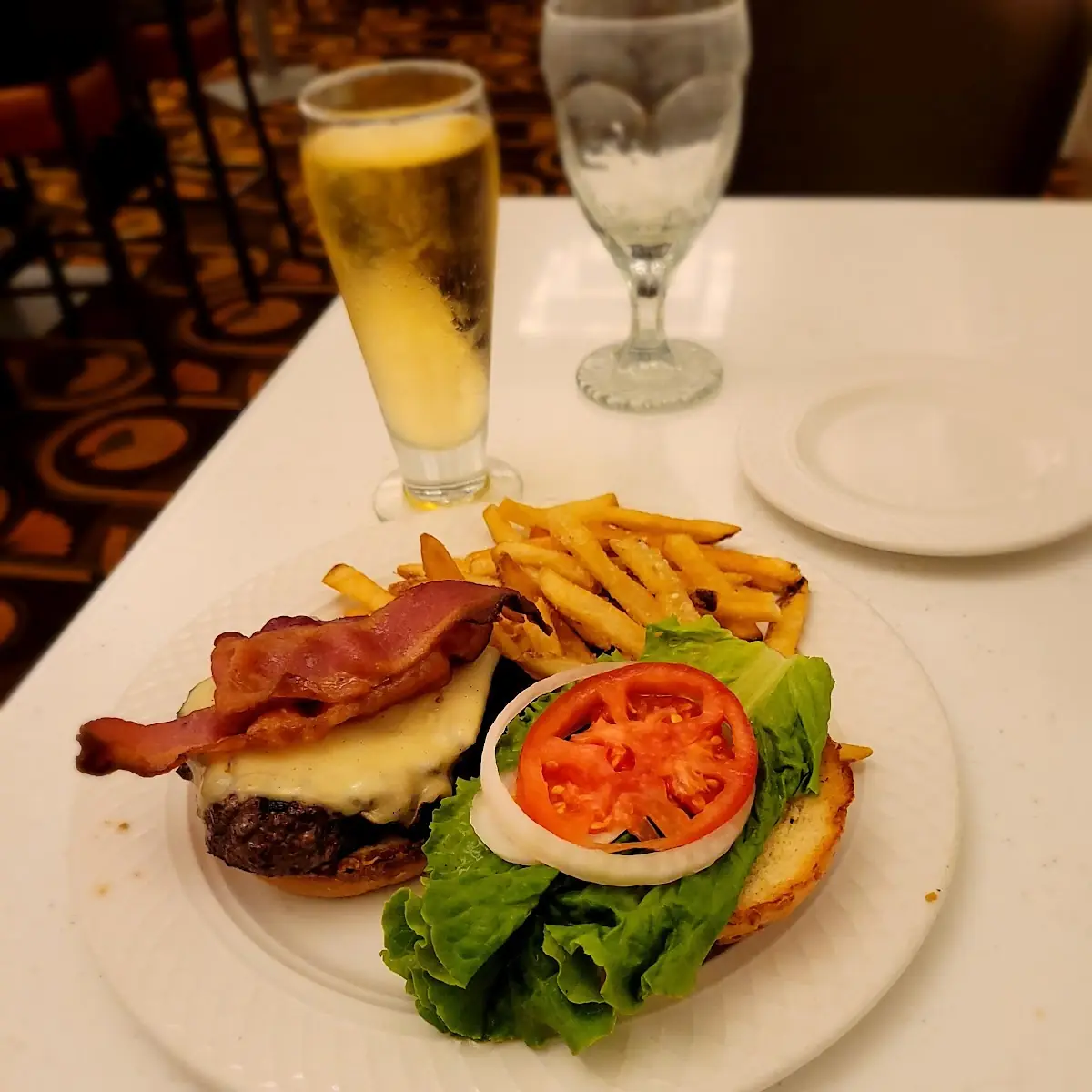 Bison Burger and Fries with Cheese