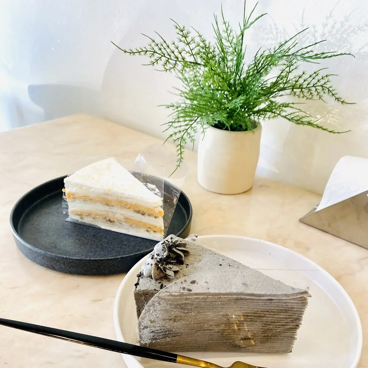 Black Sesame Mille Crepe Cake Slice