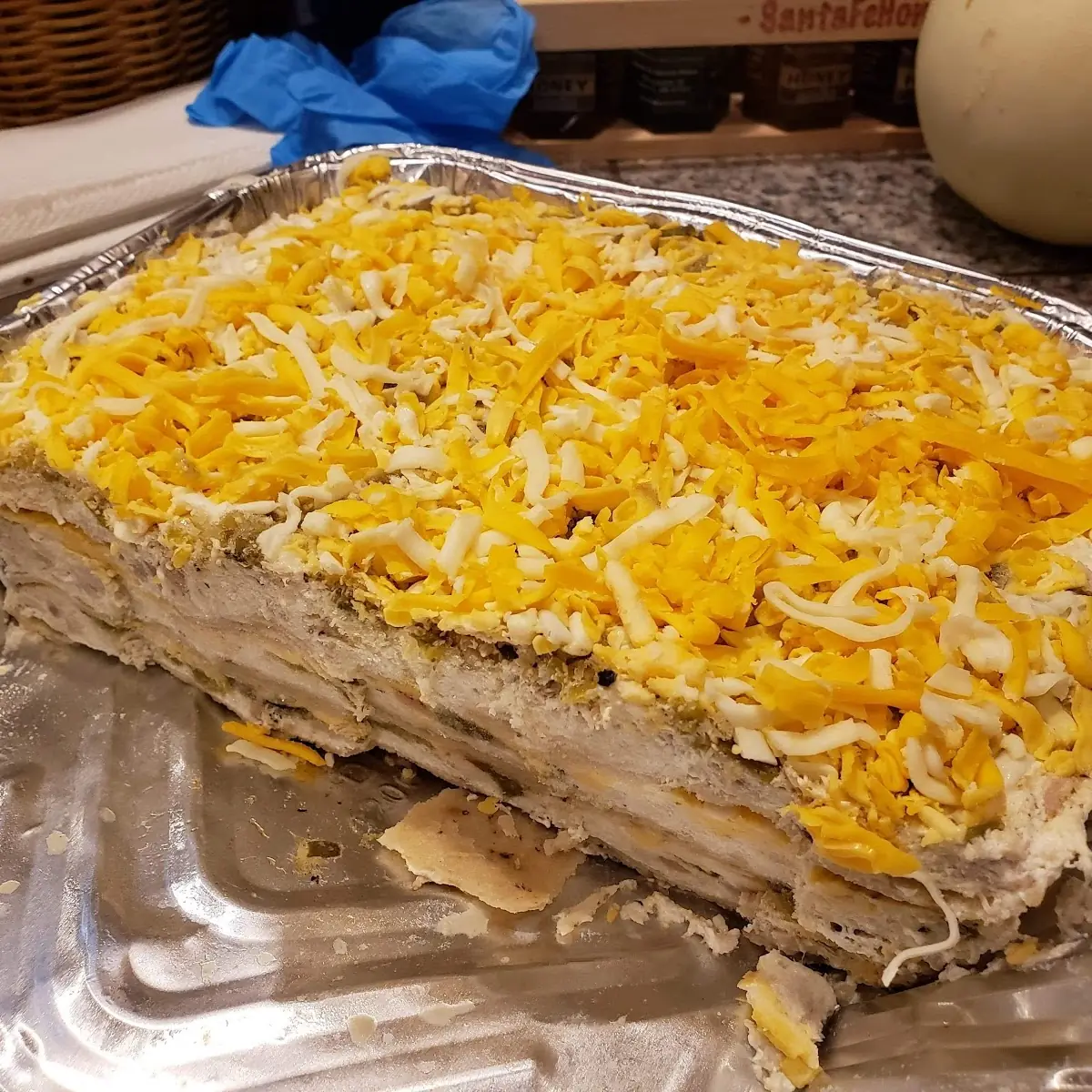 Green Chile Chicken Enchilada Casserole