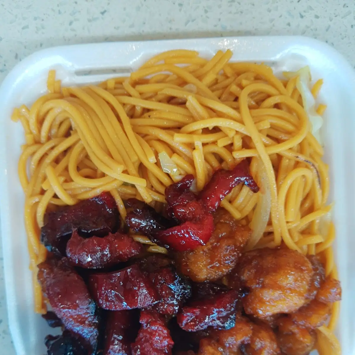 Chow Mein BBQ Pork and Orange Chicken 10 45