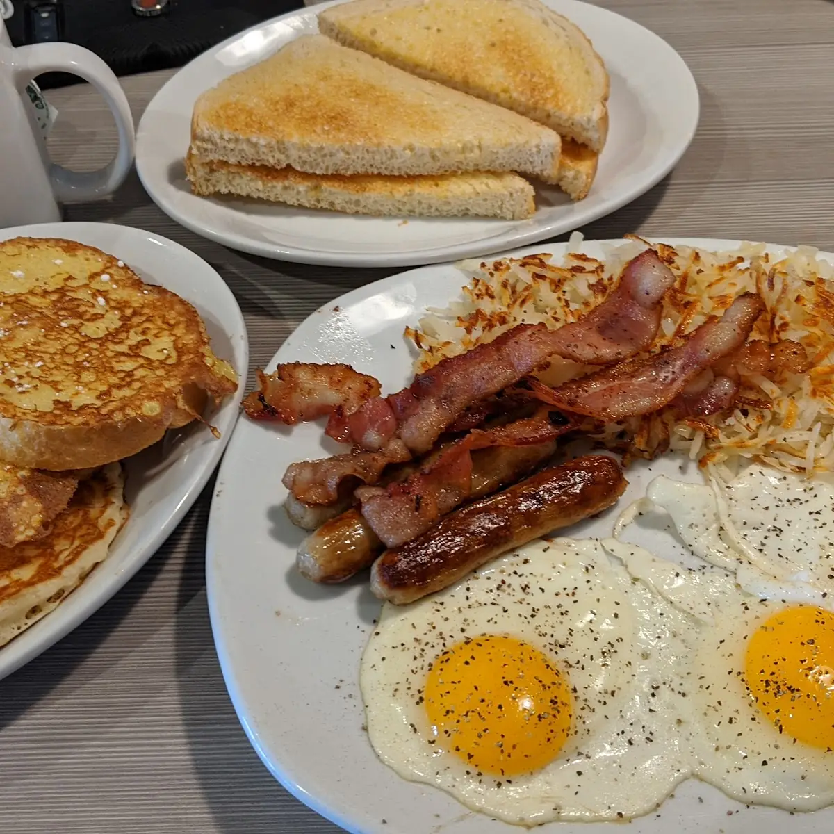Eggs Bacon Sausage and Hash Browns