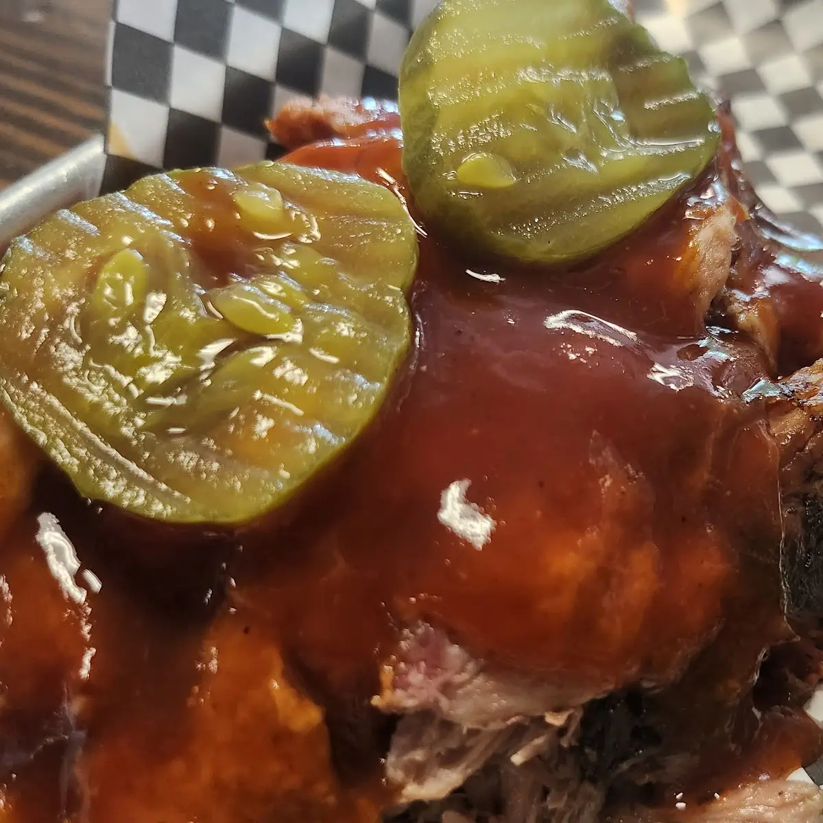 Pulled Pork with Red Sauce and Pickles