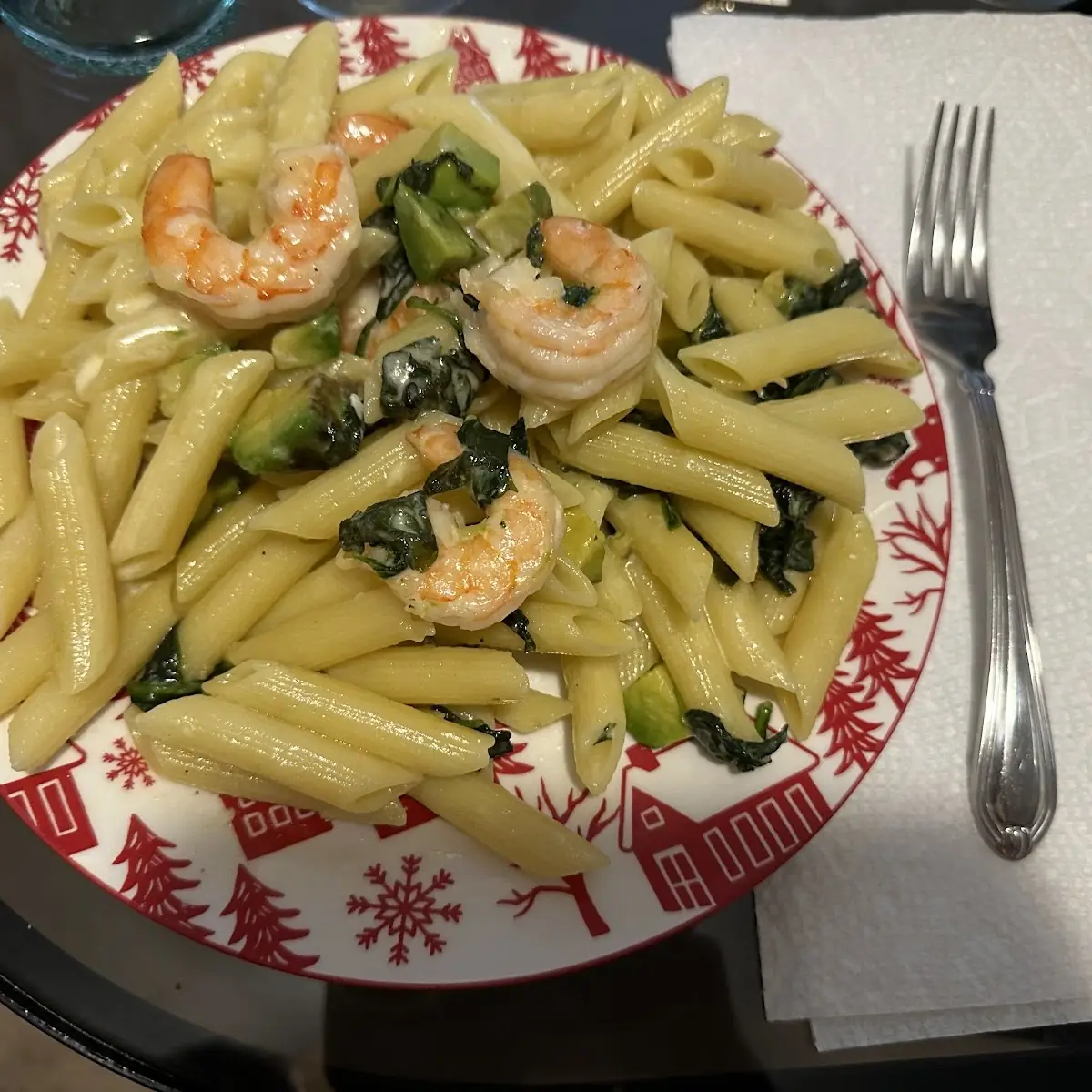 Shrimp Panini and Spinach Pasta Dish