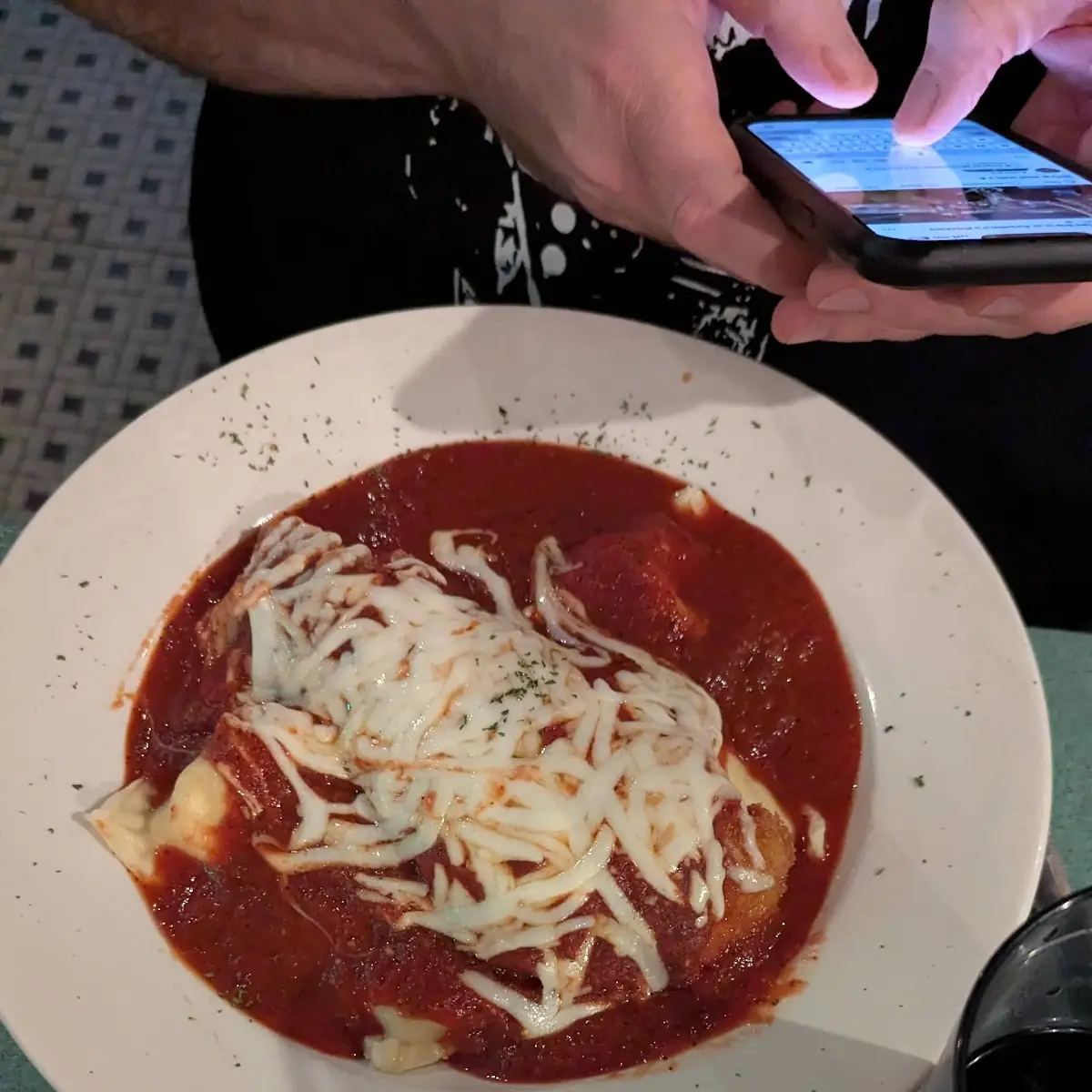 Chicken Parmigiana with Ravioli