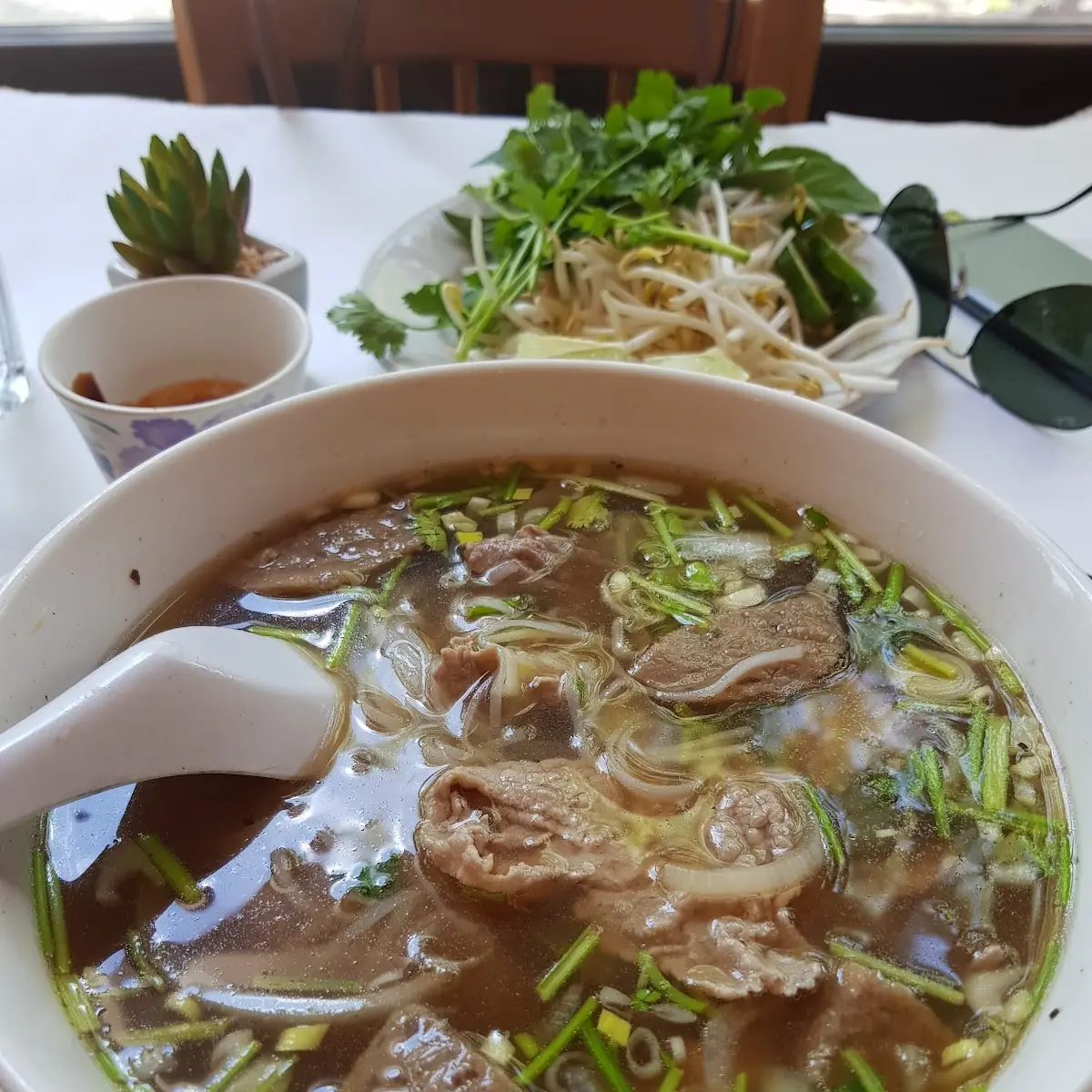 Beef or Chicken Sate Noodle Soup Pho Chay