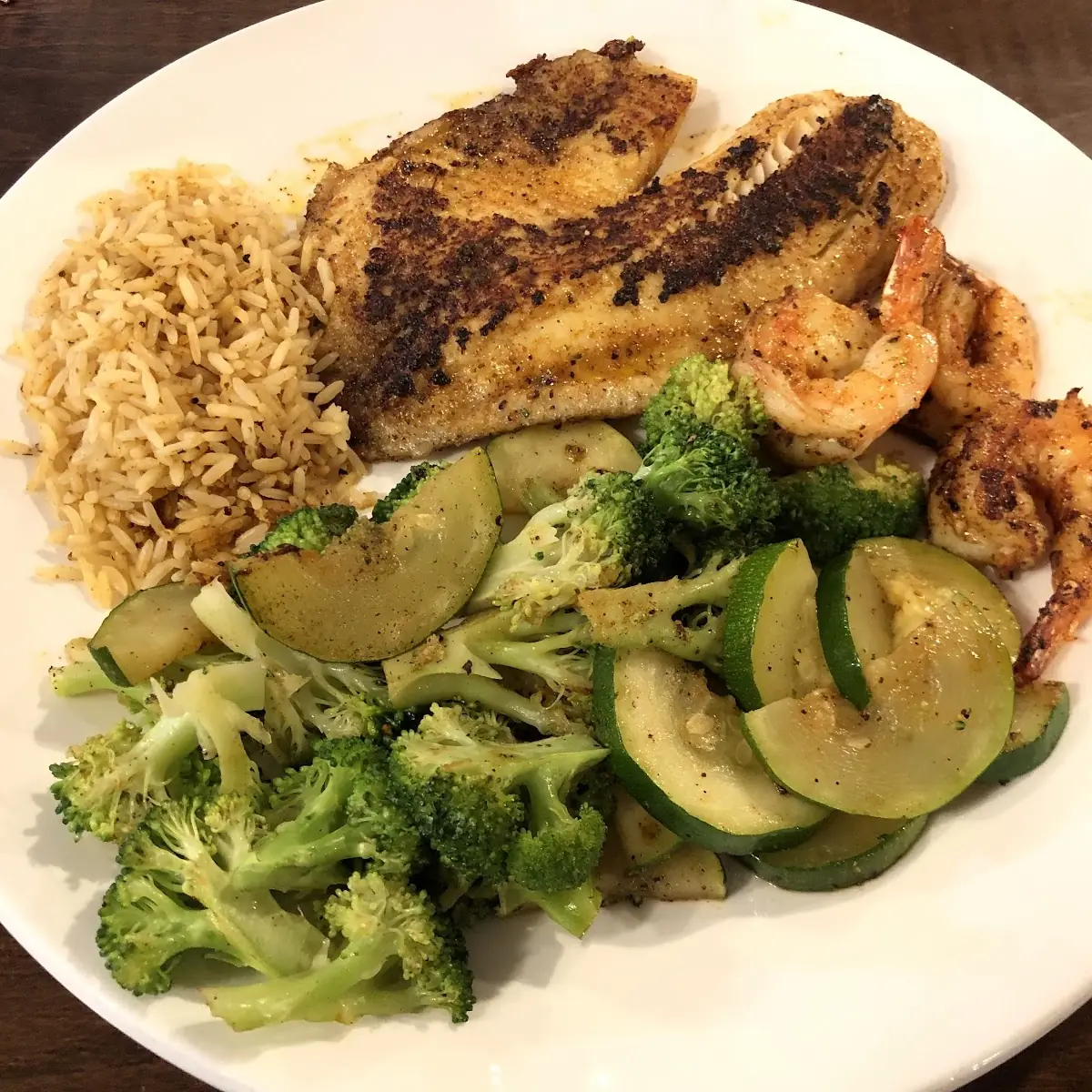 Grilled Catfish w Vegetable & Dirty Rice