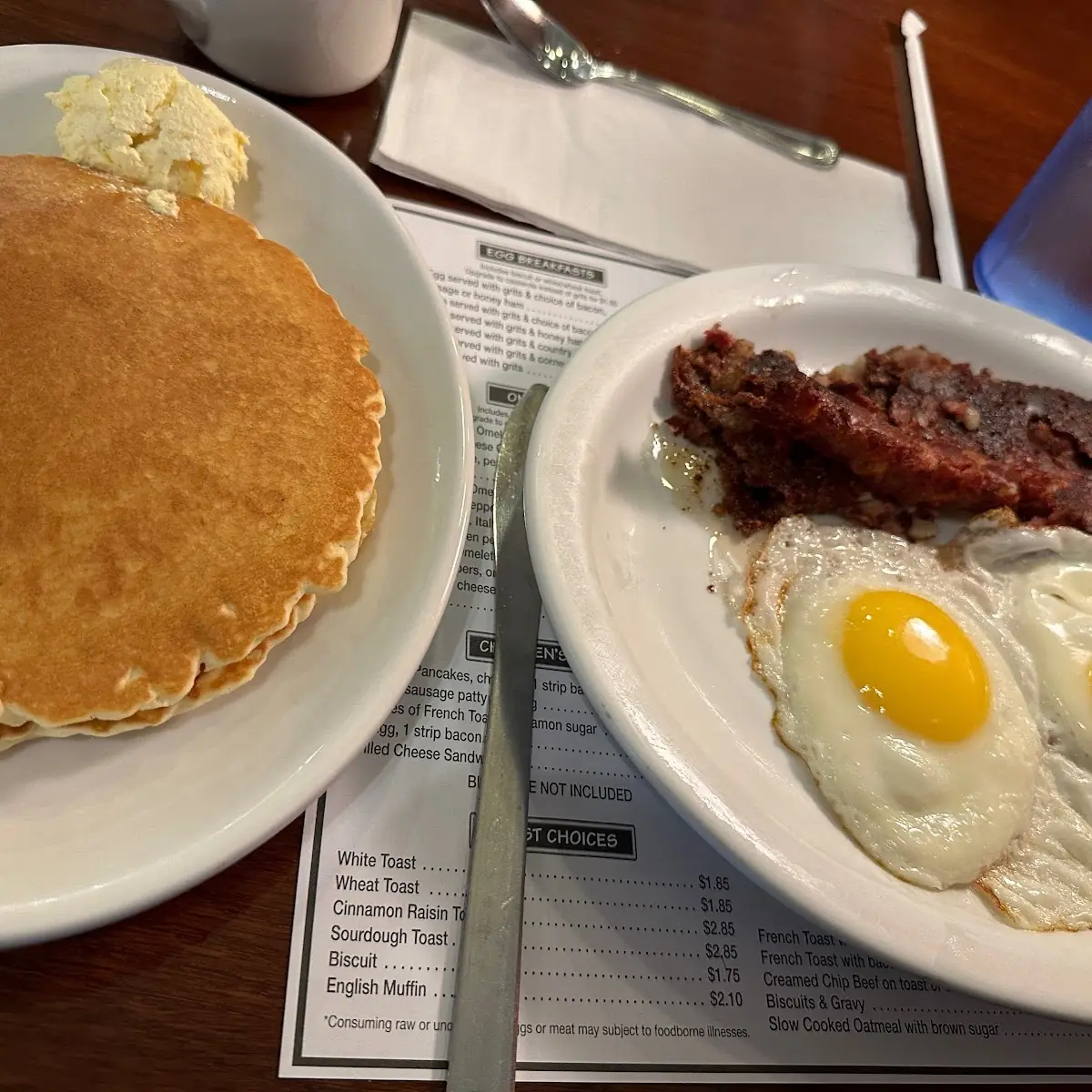 Strawberry Pancakes and Egg Platter