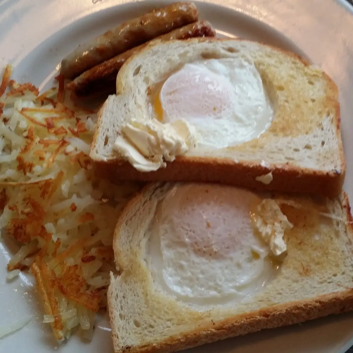 Yoky Eggs on Toast Hash Browns