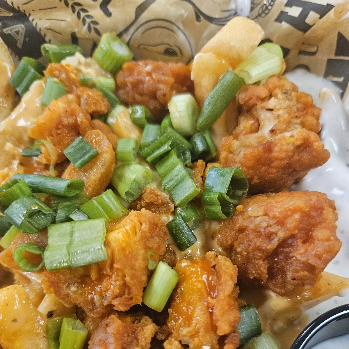 Loaded Fries with Buffalo Chicken
