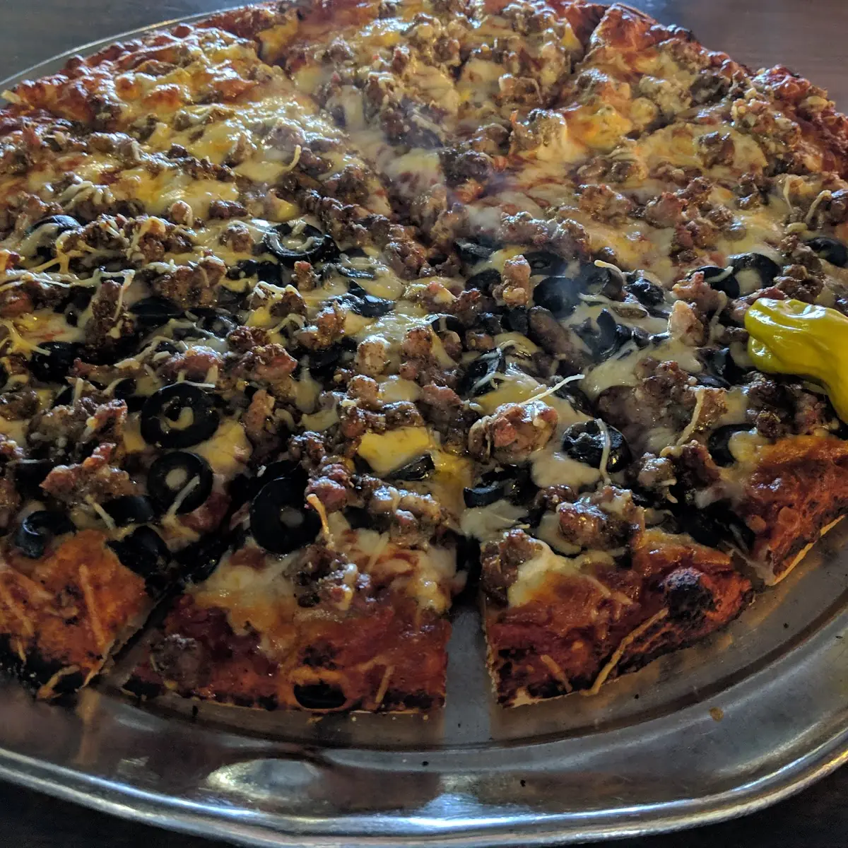 Sausage and Black Olive Pizza