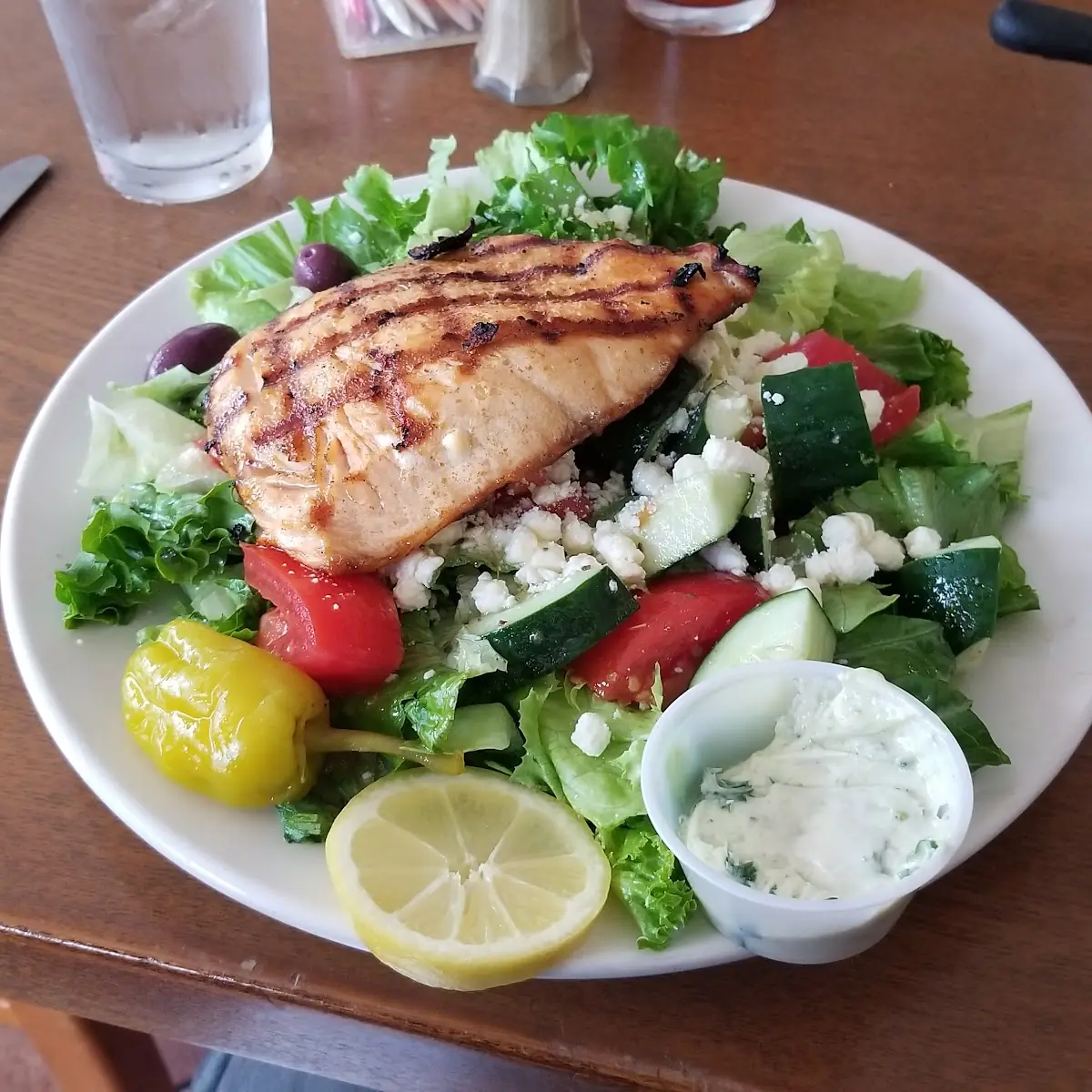 Greek Salad Grilled Salmon