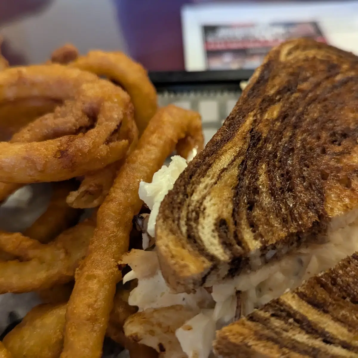Turkey Reuben with Onion Rings