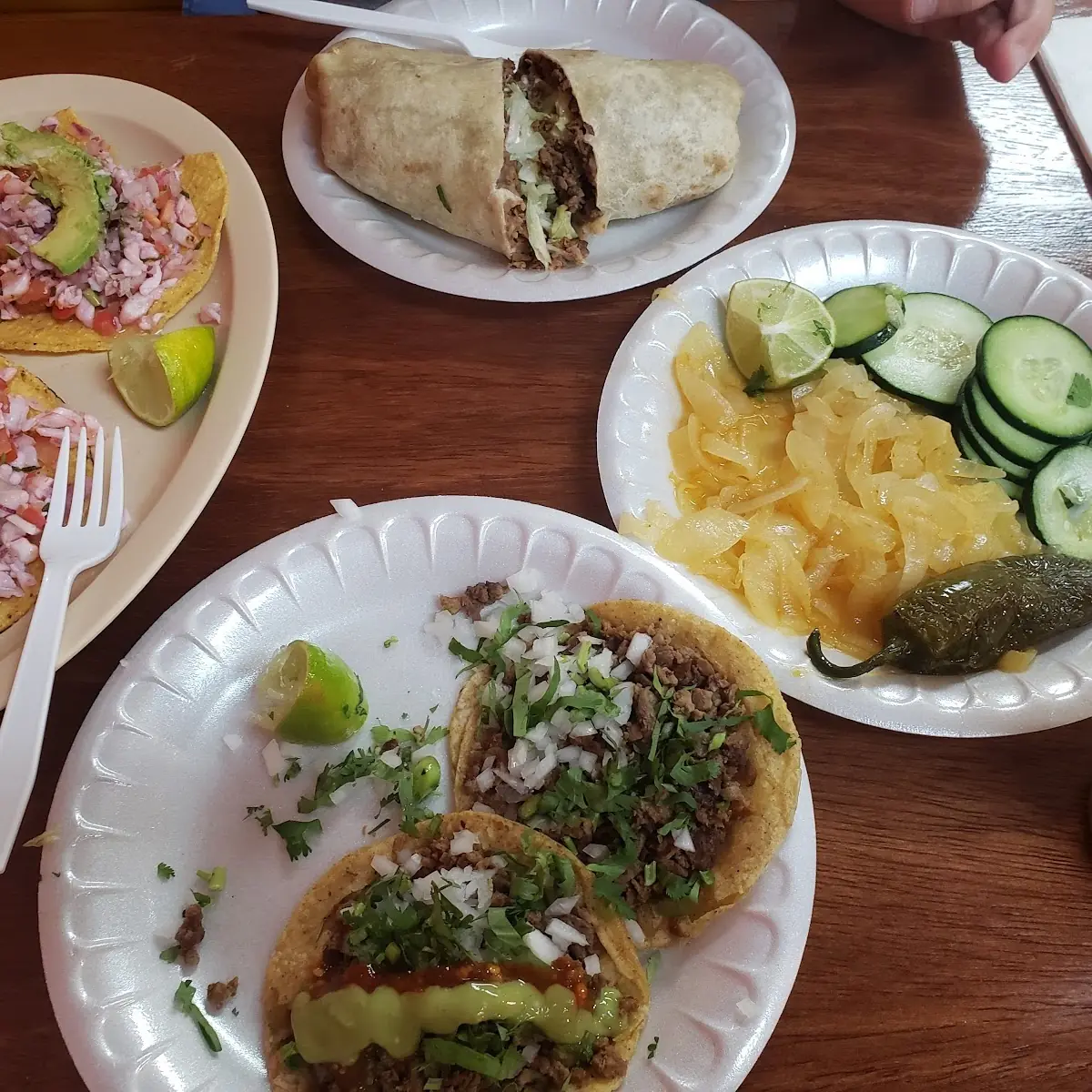 Asada Tacos Asada Burrito and Tostadas De Ceviche