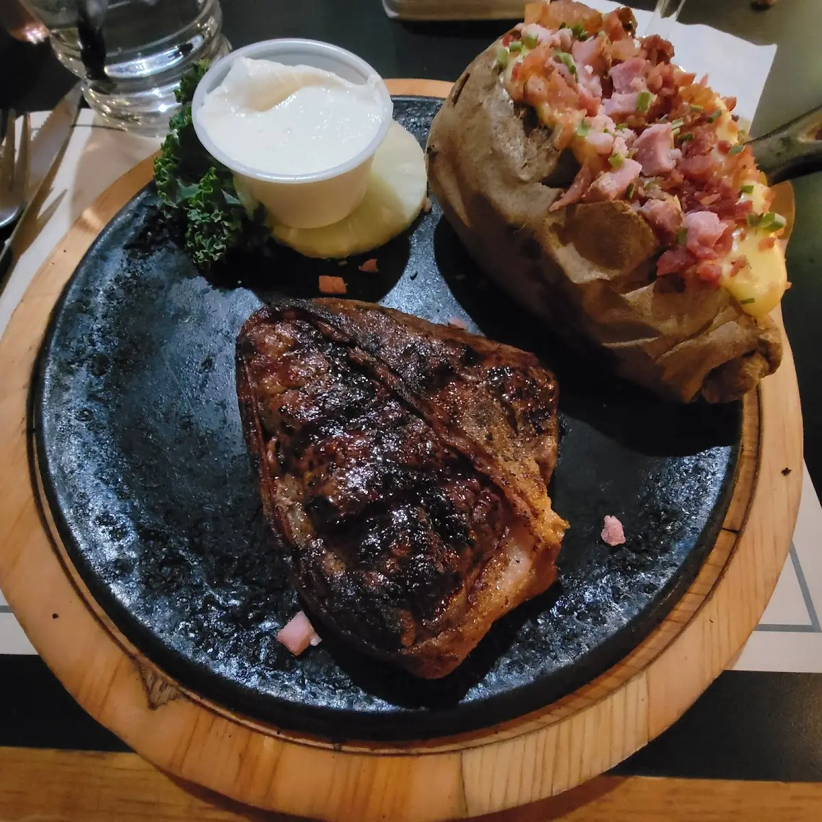 Bacon Wrapped Filet Mignon and Loaded Baked Potato