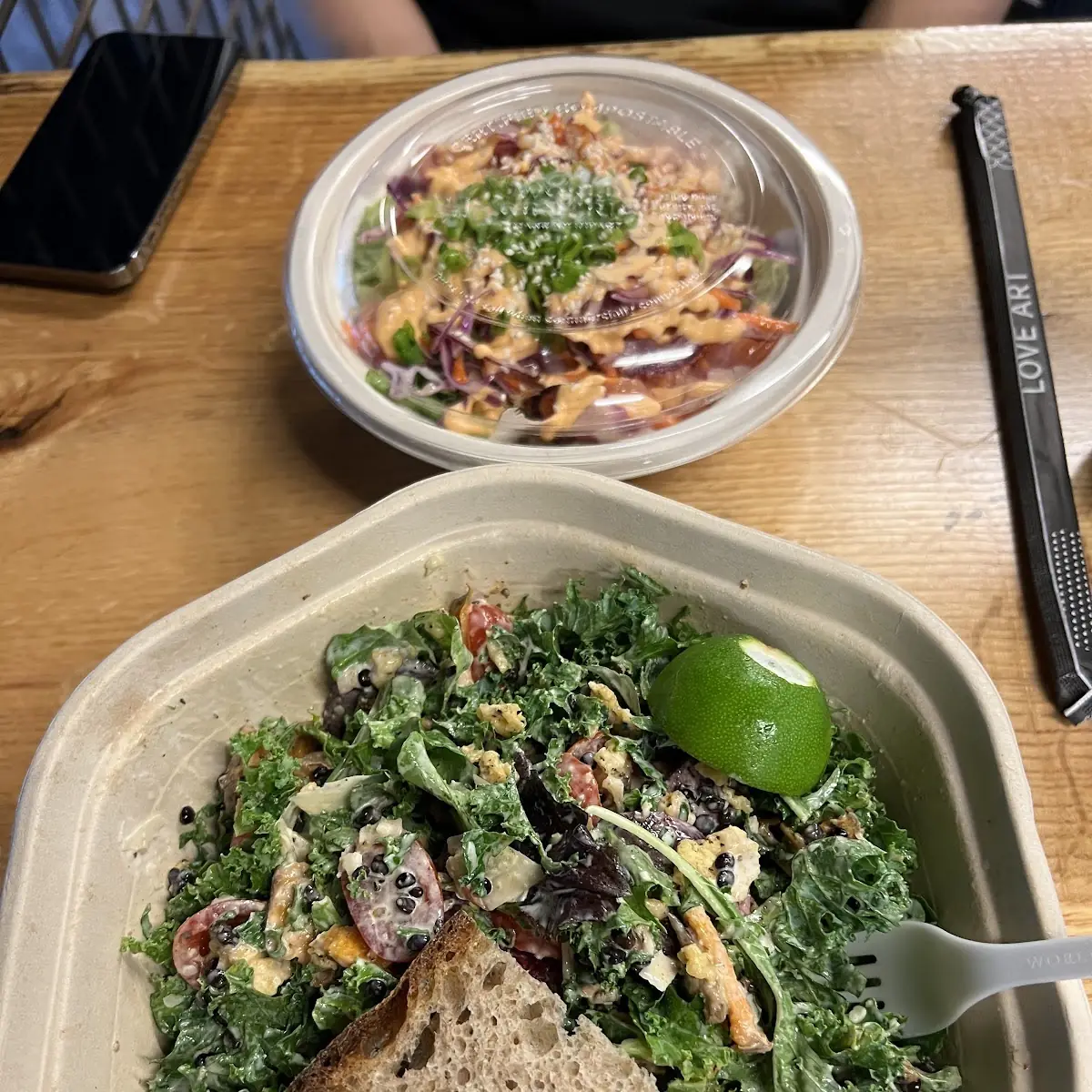 Kale Salad with Half Avocado