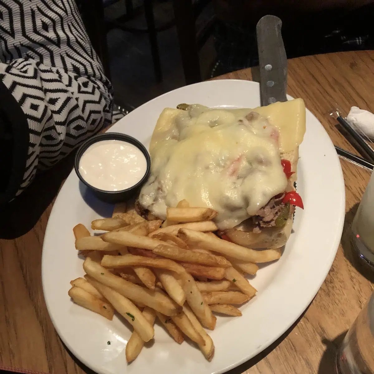 Melted Cheese Burger and Fries