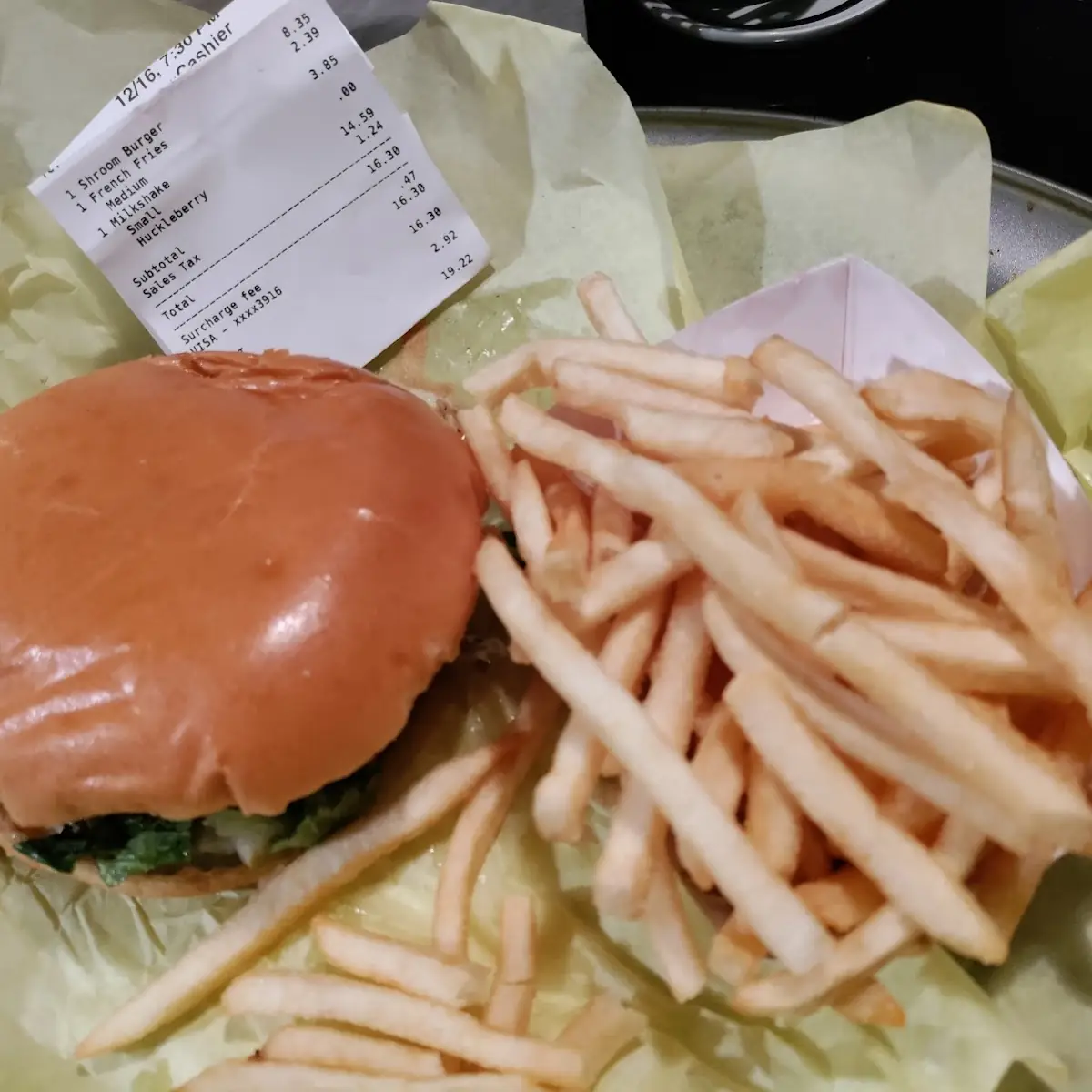 Mushroom Burger and Fries