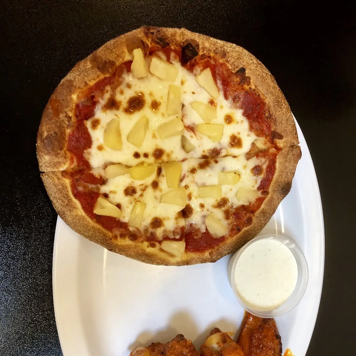 Vegetarian Pizza and Chicken Wings
