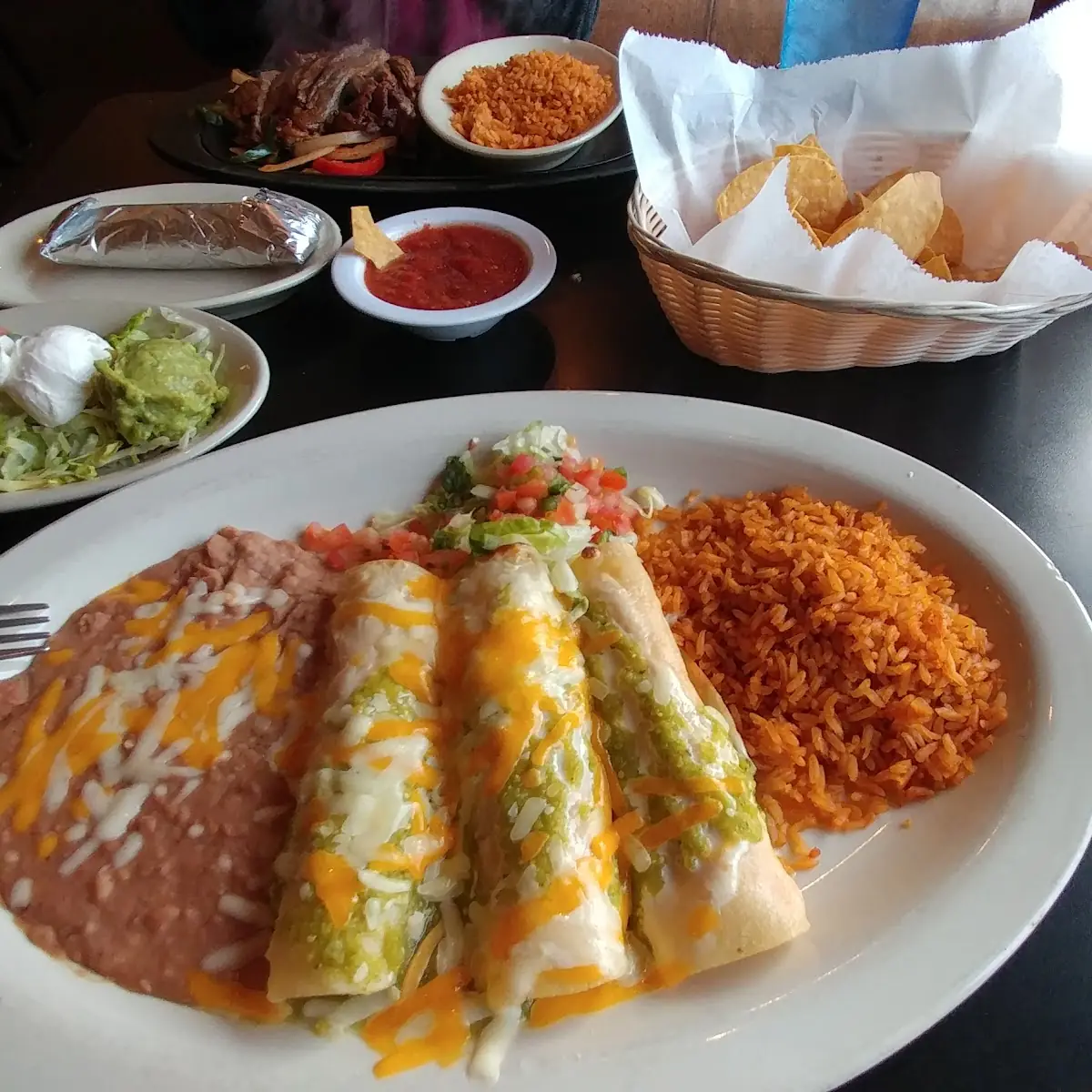 Enchiladas Suizas and Steak Fajitas