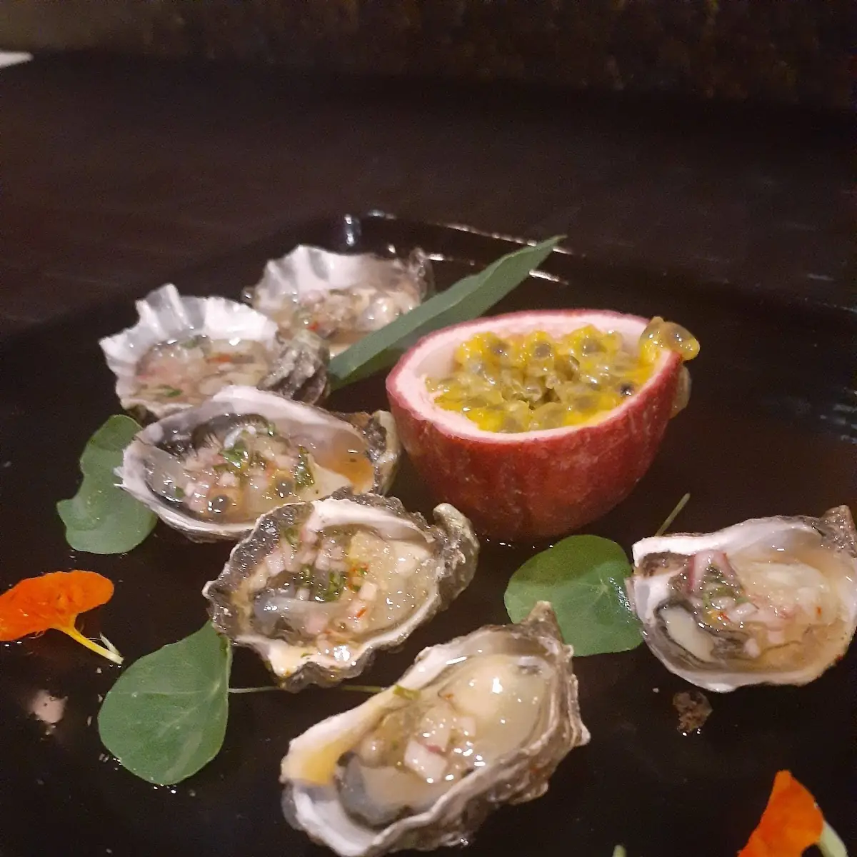 Kumamoto Oysters with Passion Fruit