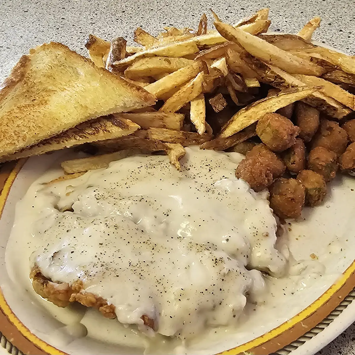 Chicken Fried Steak Fresh Cut Fries Fried Okra
