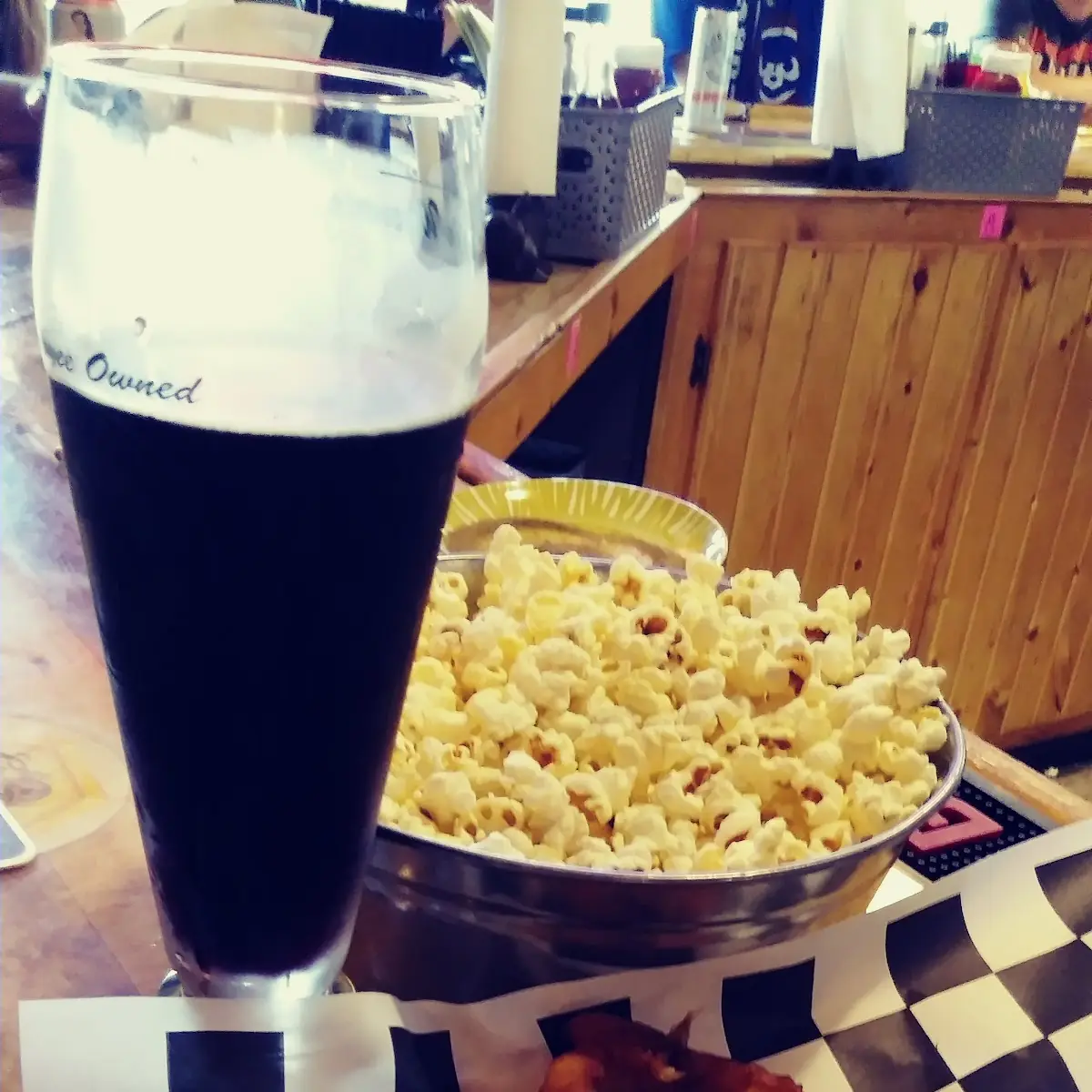 Beer Popcorn and Onion Rings on a Sunday